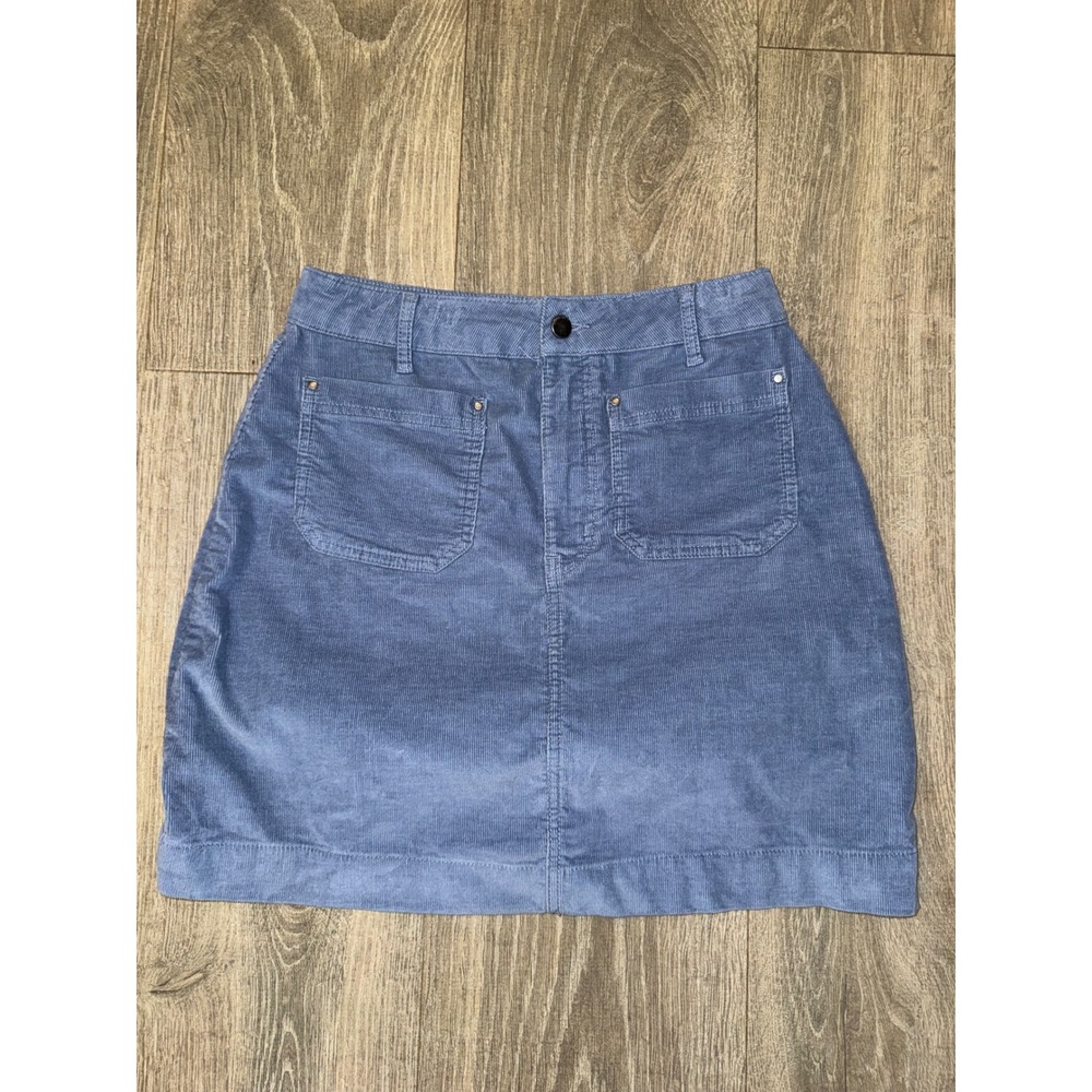 Boden Women Blue Corduroy Mini Skirt Front Patch Pockets Size 8L UK 12L